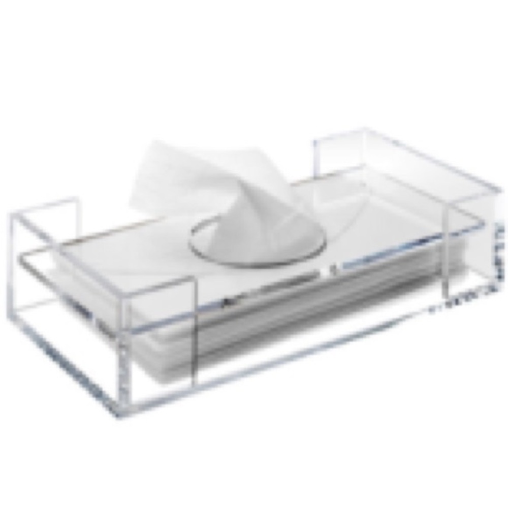 RARE!  Vintage Clear Lucite Rectangle Kleenex Tissue Holder Decor